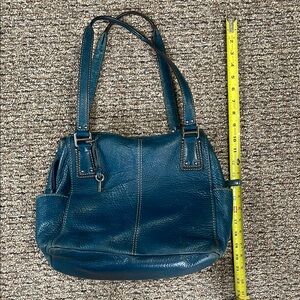 Fossil Blue pebbled Leather Tote Bag